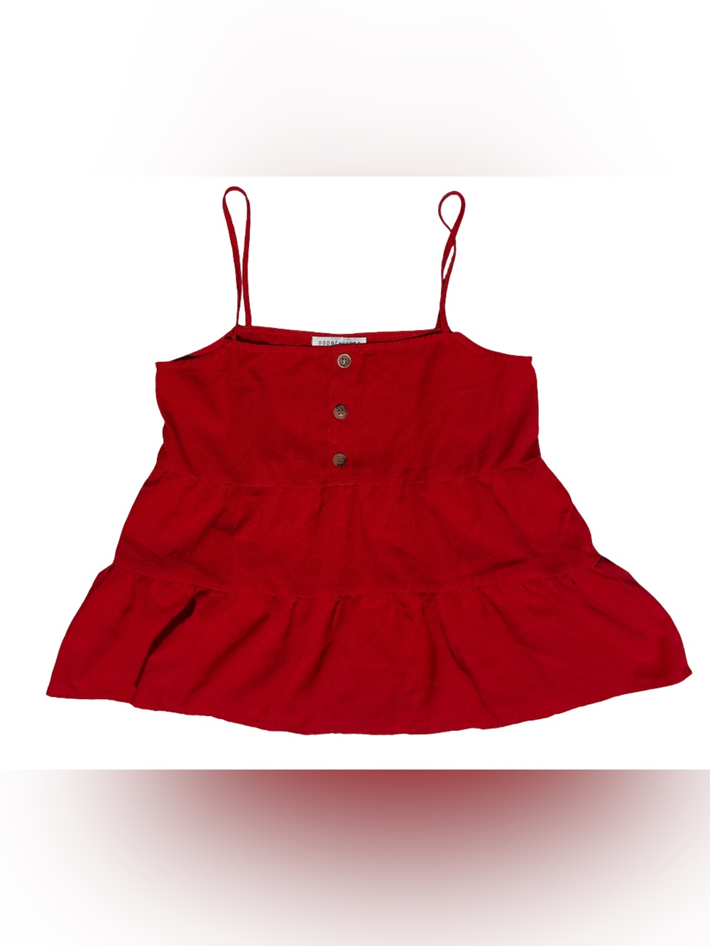 Paper Crane Red Tiered Button-Front Tank